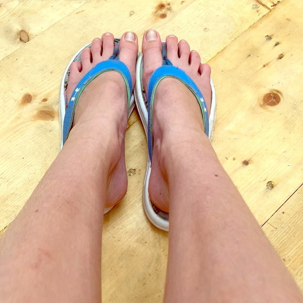 Under sure our flip flops